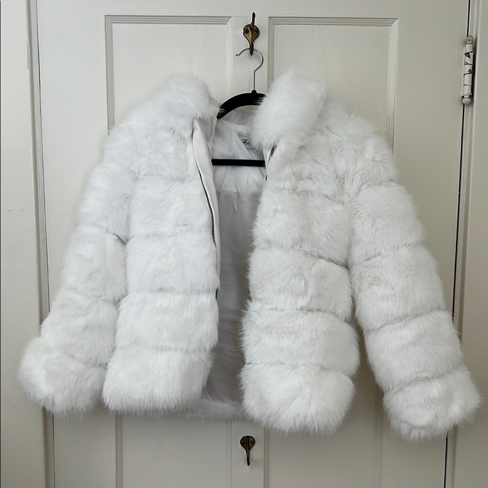 Kids Faux Fur White Jacket